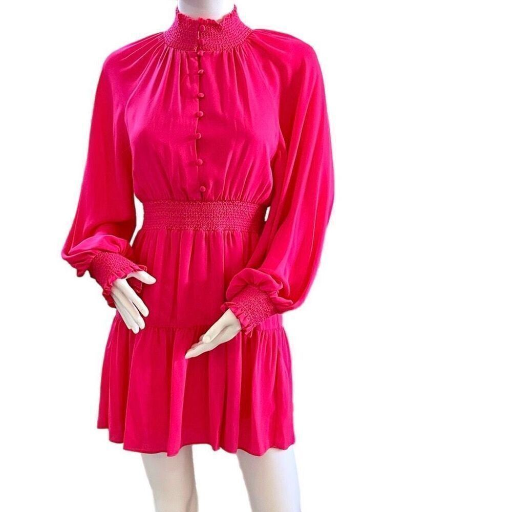 Alice + Olivia smocked Lavinia blouson mini dress Size 2 New with tags
